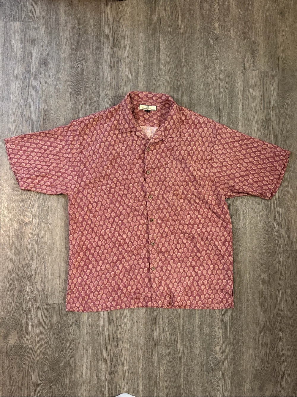 Tommy Bahama Men's Short-Sleeve Button-Up Shirt Dusty Rose Print
